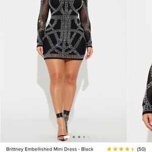 Embellished Black Mini Dress